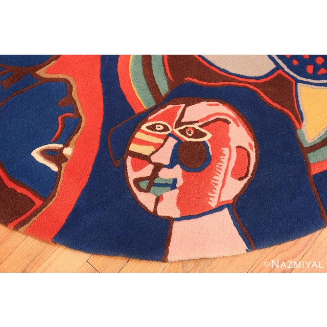 Expressionism Nazmiyal Collection Vintage Round Corneille Art Rug For Sale - Image 3 of 3