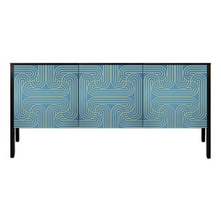 Loop Sideboard in Blue and Gold by Coucou Manou For Sale