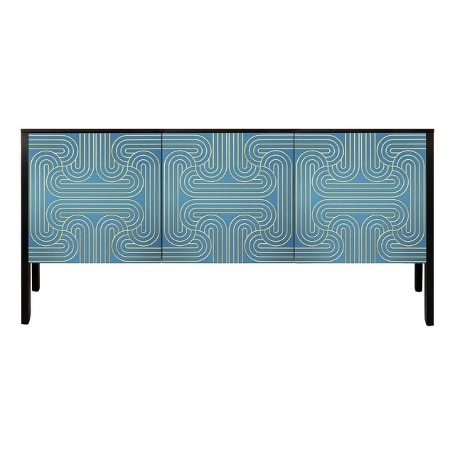 Loop Sideboard in Blue and Gold by Coucou Manou For Sale