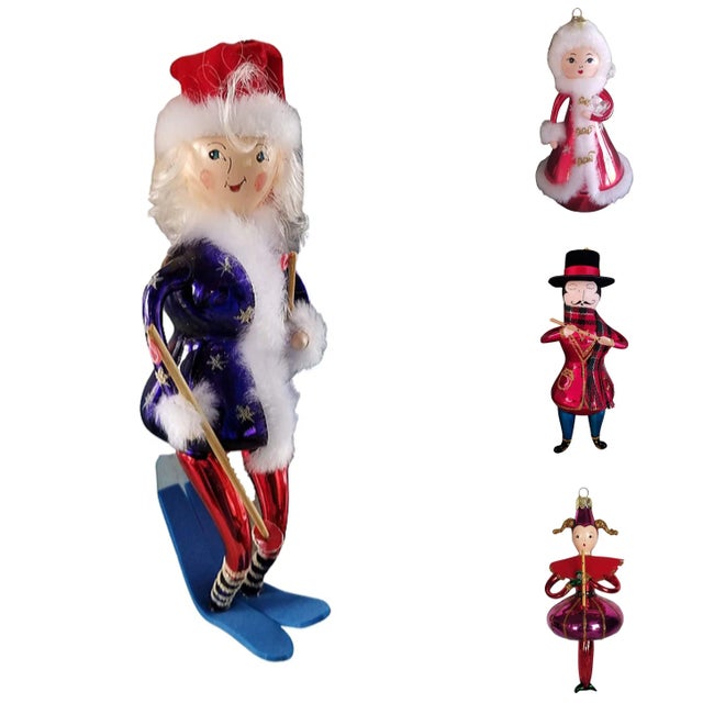 2000 - 2009 Vintage Artisan Crafted Blown Glass Snow Skier Christmas Ornament For Sale - Image 5 of 8