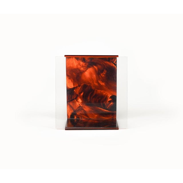 1970s Picture Frame in Faux Tortoiseshell Acrylic Glass attributed to Team Guzzini, Italy, 1970s For Sale - Image 5 of 18