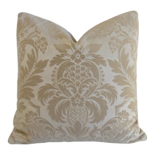 Beautiful Designer Italian Botanical Floral Velvet Feather/Down Pillow For Sale