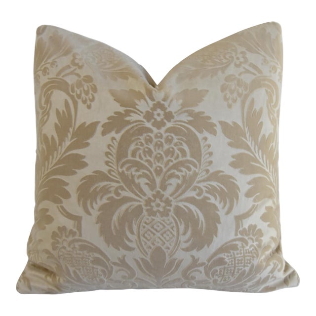 Beautiful Designer Italian Botanical Floral Velvet Feather/Down Pillow For Sale