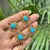 Pop Art 21.07 Carats Turquoise Diamond Floral Drop Earrings With Rainbow Sapphires in 14k Gold- A Pair For Sale - Image 3 of 16