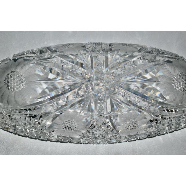 Antique American Brilliant Cut Crystal Oval Dish W/Floral Details For Sale - Image 12 of 12