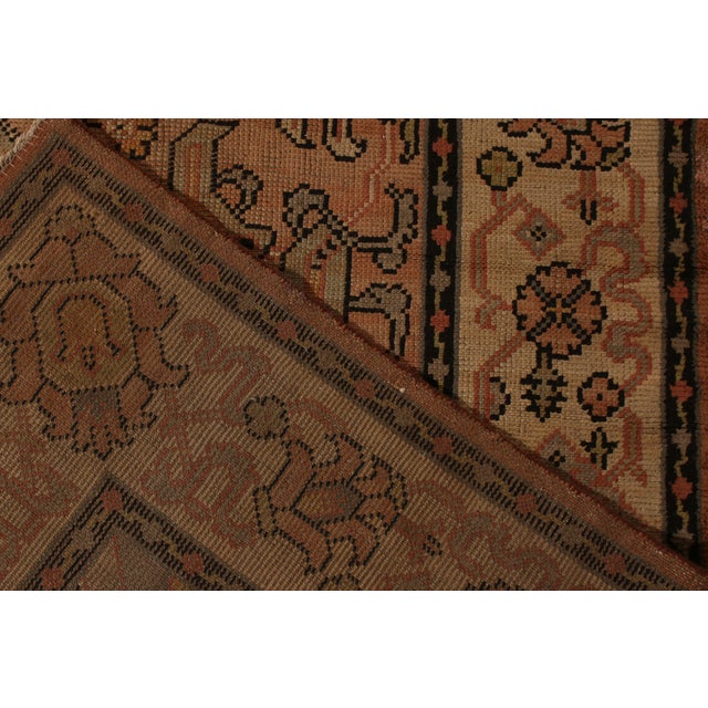Hand Knotted Antique Oushak Style Rug in Blue and Pink Medallion Style For Sale - Image 9 of 9