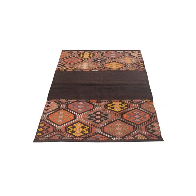 Mid-Century Modern Decorative Vintage Small Kilim Rug - 3`9" X 4`10" For Sale - Image 3 of 6