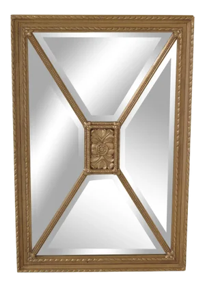 Friedman Brothers Rectangular Gold Beveled Glass Mirror
