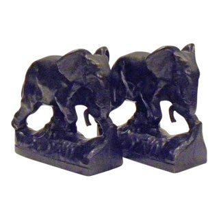 Vintage Mid-Century Elephant Bookends - a Pair For Sale