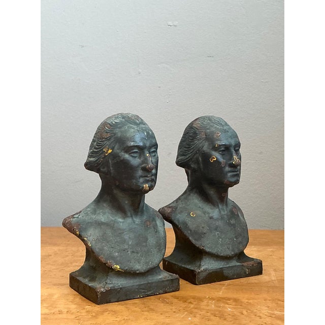Vintage Patinated Busts of George Washington - A Pair For Sale - Image 12 of 18