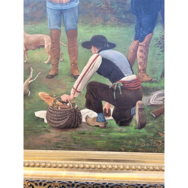F Brillaud, Hunting Scenes, 19th Century, Oil Paintings on Canvas, Set of 2 For Sale - Image 10 of 18