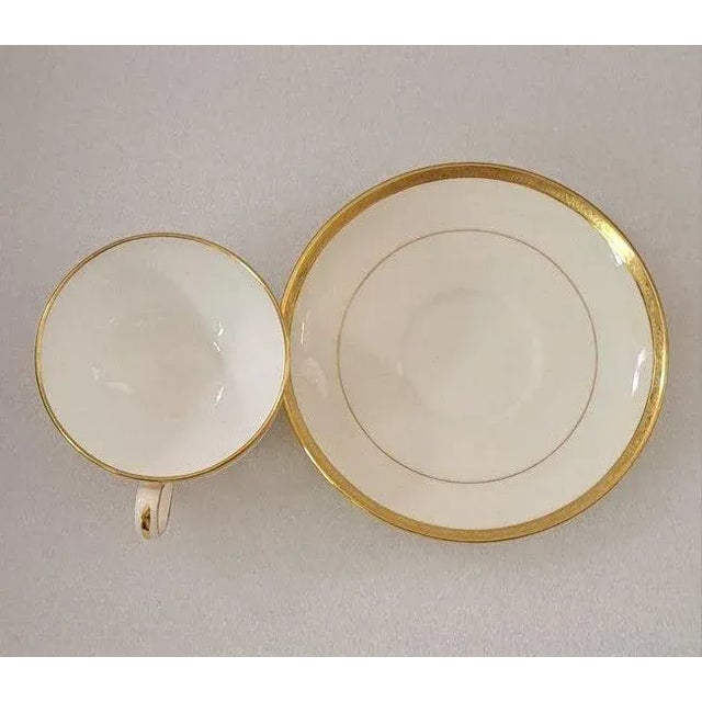 Cream Circa 1910 Minton H969 for Burley & Co Gold Encrusted Demitasse & Tea Cups With Saucers- 12 Pieces For Sale - Image 8 of 12
