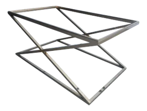 Granger Hertzog Attributed Chrome X Base Glass Top Coffee Table