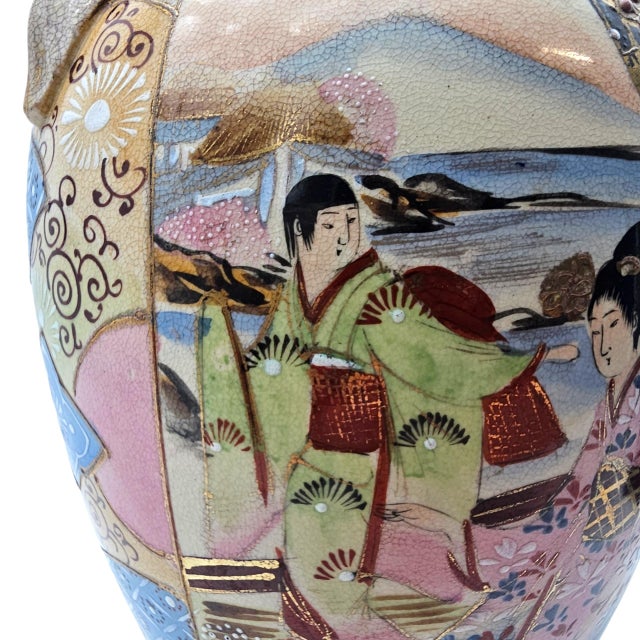 Japanese Satsuma-Style Hand-Painted Vase, Taishō–Early Shōwa For Sale - Image 9 of 12