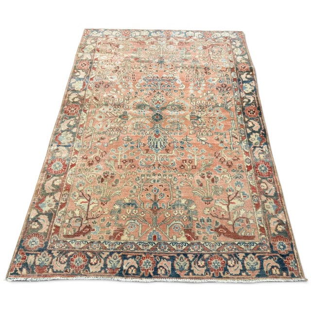 Persian Antique Floral Rug | Dusty Pink With Stylized Garden Motifs 3x5 For Sale - Image 3 of 5