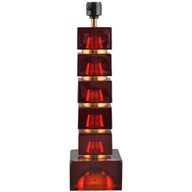 Glass Table Lamp Orrefors Attributed For Sale