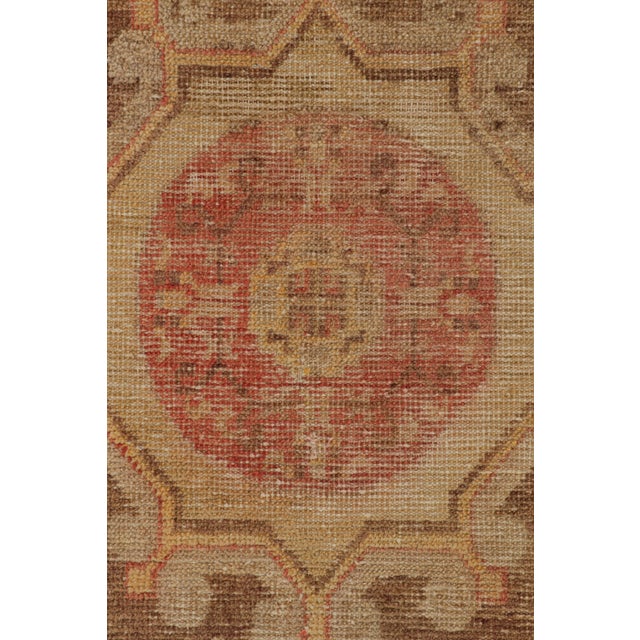 Antique Khotan Geometric Red and Beige Wool Rug For Sale In New York - Image 6 of 7
