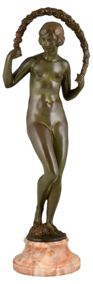 Joe Descomps Cormier, Art Deco Nude with Garland, 1925, Bronze