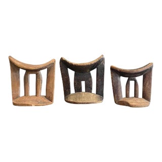 African Sculptural Ethiopian Arussi Headrests- A Set of 3 For Sale