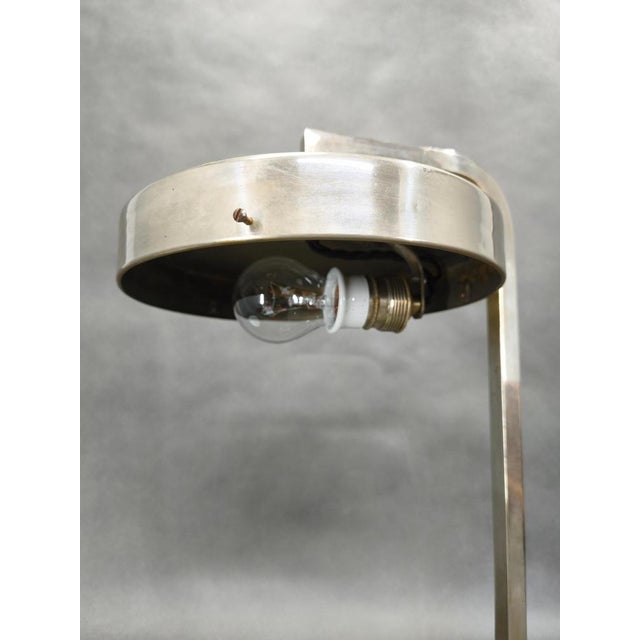 Bauhaus Nickel Table Lamp with Glass Diffuser, 1930s For Sale - Image 11 of 12