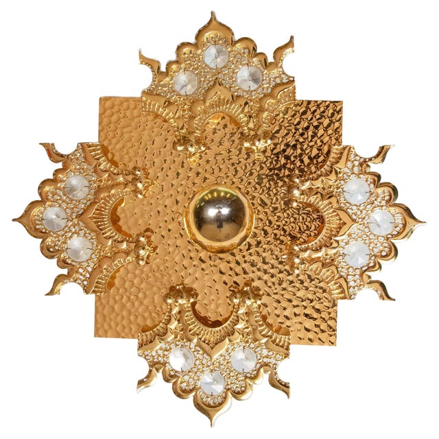 Square Wall Sconce in Crystal Glass and Gilt Brass from Palwa, Germany, 1960s For Sale - Image 10 of 10