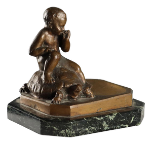 Child and Turtle Sculpture in Bronze