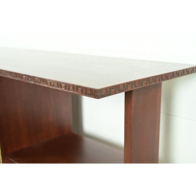 Brown Frank Lloyd Wright Taliesin Mahogany Bookcase or Room Divider, Newly Refinished For Sale - Image 8 of 14