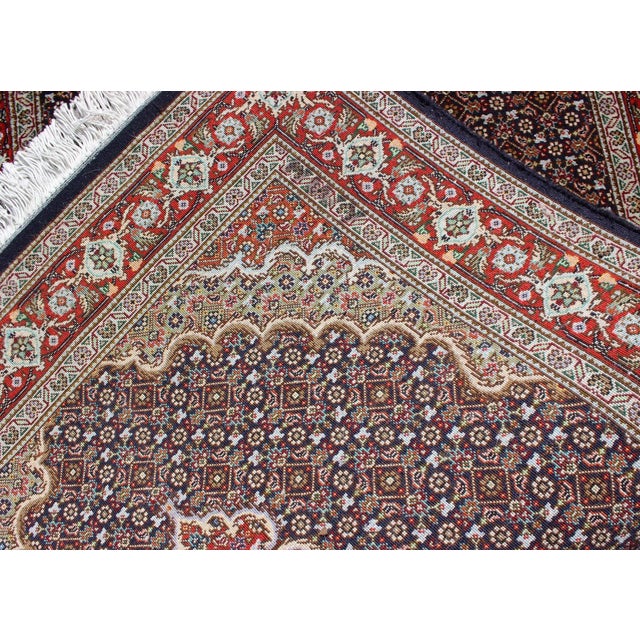 Vintage Persian Tabriz Runner Featuring Central Medallion Motifs on Navy Field 2'7 X 12' For Sale - Image 12 of 13