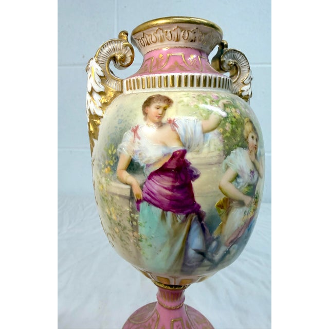Rare Antique 19th Century Royal Vienna German Hand Painted Porcelain Urn Vase For Sale - Image 4 of 18