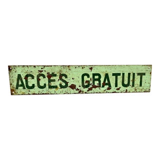 Vintage French Enamel Free Access Sign For Sale