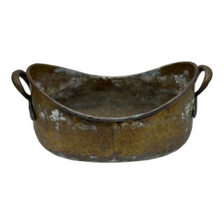 Antique Hammered Brass Cache Pot For Sale