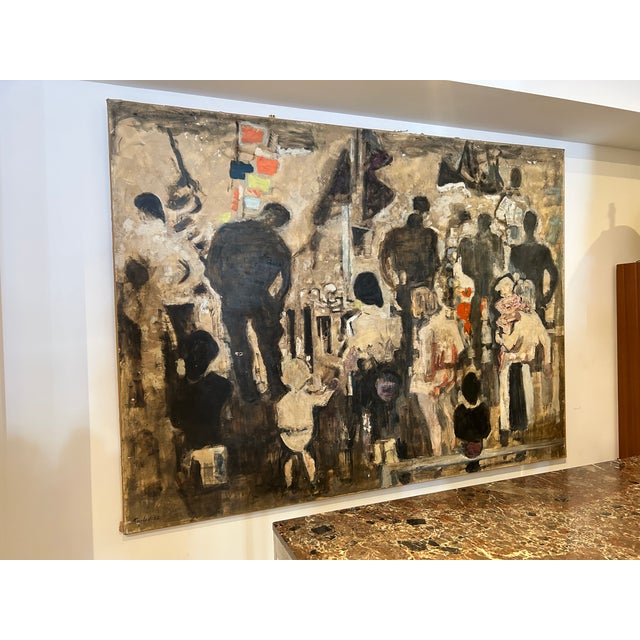 1960s Large Scale “Sur La Port” Oil on Canvas Painting by Alexandre Garbell For Sale - Image 4 of 13