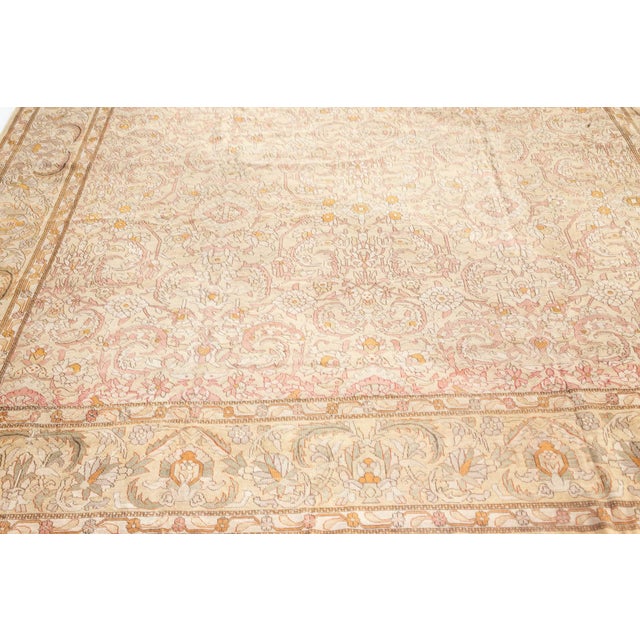 Beige Fine Antique Indian Amritsar Handwoven Wool Rug For Sale - Image 8 of 8