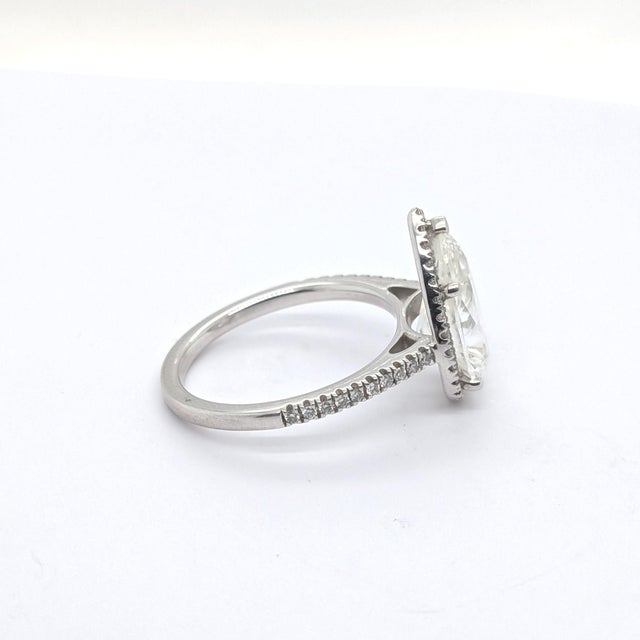 Early 21st Century 14k White Gold Engagement Ring With Pear-Shaped Diamond & Pave Band - Size 7.75 For Sale - Image 5 of 8