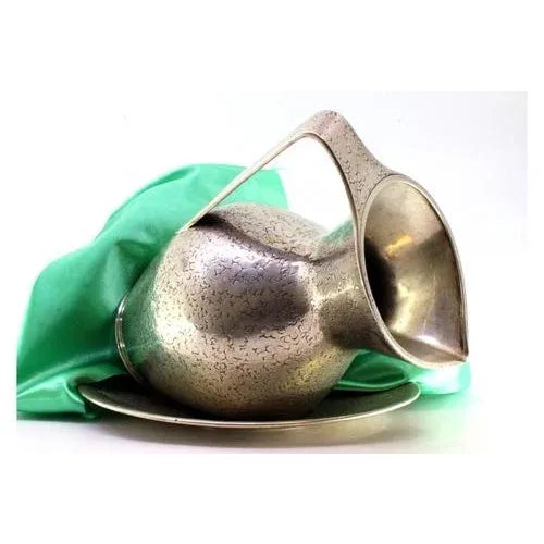 Silver Water Jug and Plate with Engravings For Sale - Image 9 of 9