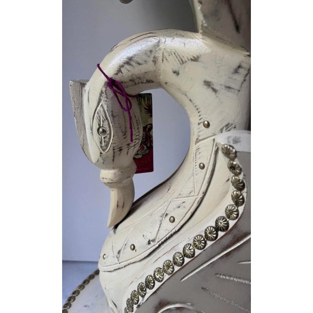 2020s Hand Carved Swan Shape Table Wood With Brass Accent Table 20.5” For Sale - Image 5 of 12