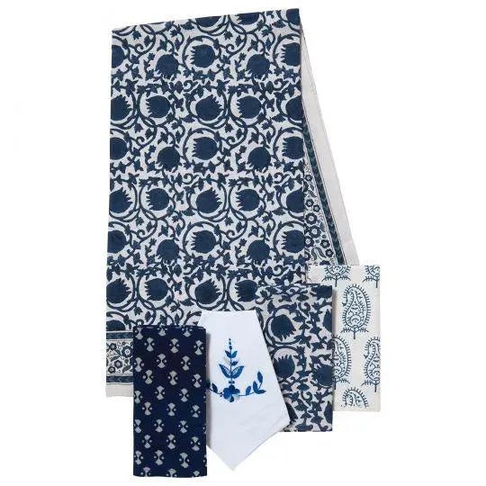 Contemporary Lotus 8-Seat Blue Tablecloth For Sale - Image 3 of 8