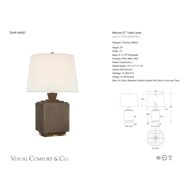 Thomas O'Brien by Visual Comfort Signature Meurice 27" Table Lamp in Positano Sand with Linen Shade Designer: Thomas...