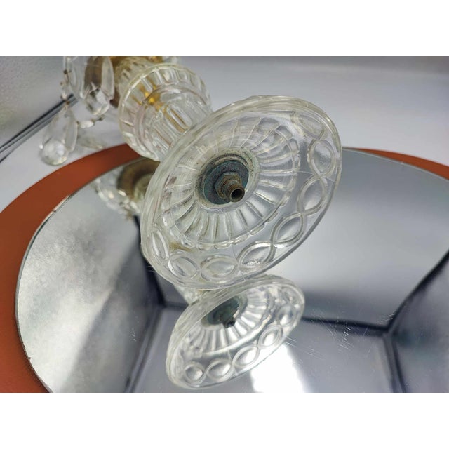 Vintage Glass Candleholder with Crystals, 1970s For Sale - Image 4 of 7