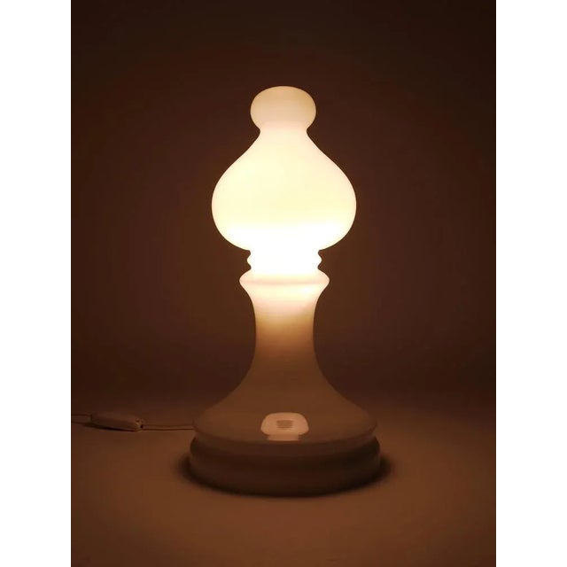 White Glass Bishop Chess Lamp from Ivan Jakes, Czechoslovakia, 1970s For Sale - Image 9 of 10