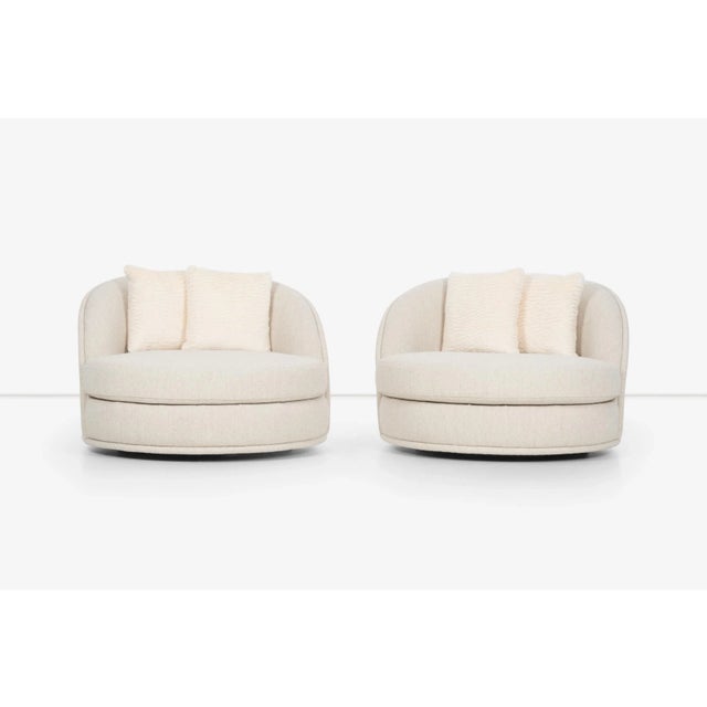 Milo Baughman Milo Baughman Style Oversized Swivel Lounge Chairs by Directional - A Pair For Sale - Image 4 of 12