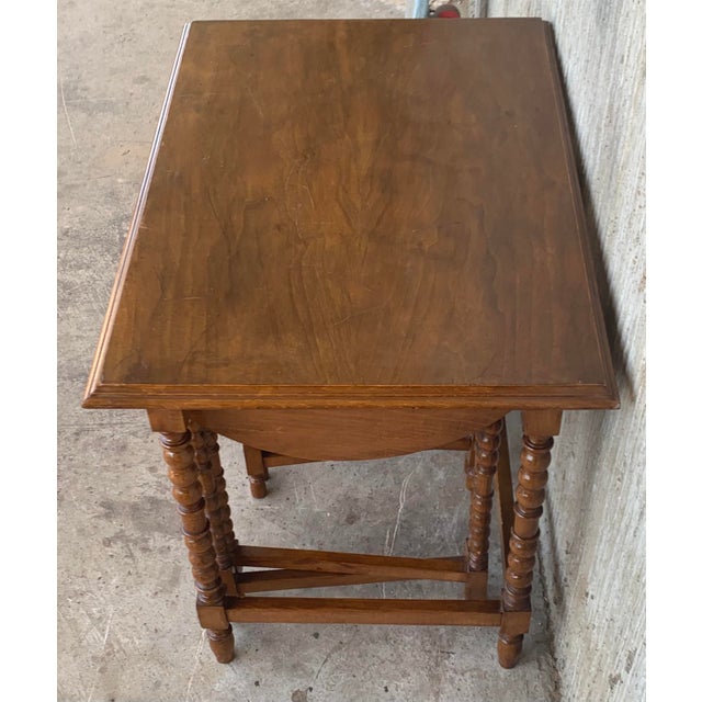 Spanish 20th Spanish Walnut Nesting and Folding Tables With Turned Legs - 4 Pieces For Sale - Image 3 of 13