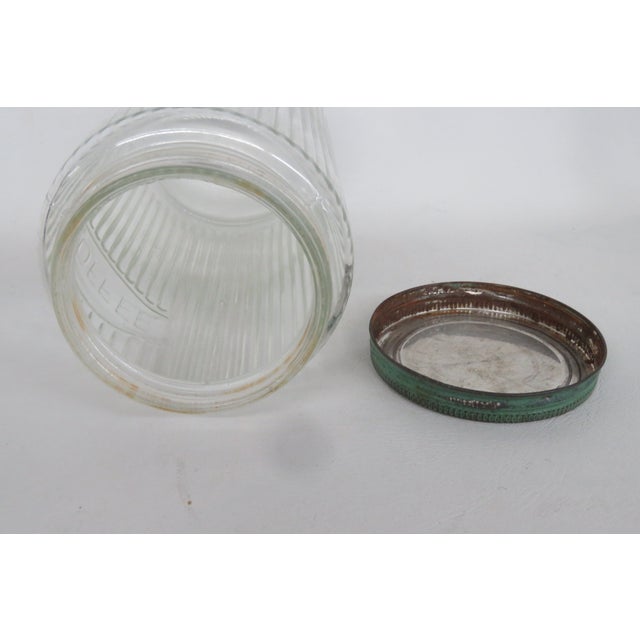 Early 20th Century Hoosier Sellers Coffee Canister 1920s Clear Ribbed Glass Jar With Lid 4481b For Sale - Image 5 of 15