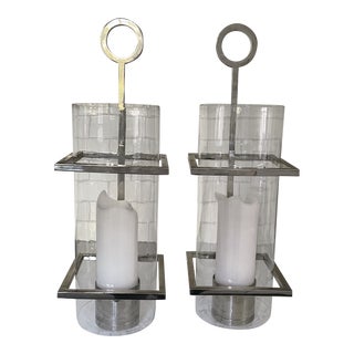 Pair Circle in Square Wall Sconce by Global Views For Sale