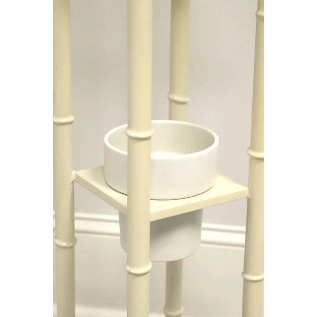 Cream Mid 20th Century White Painted Metal Faux Bamboo Floor Lamp W/ Shade For Sale - Image 8 of 11
