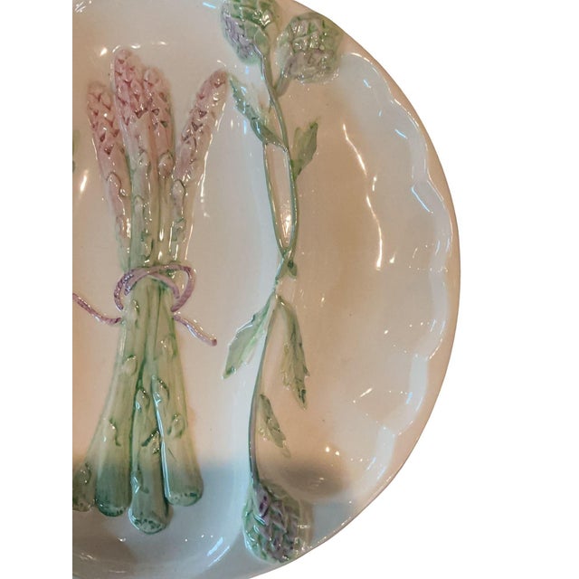 Farmhouse 1910s French Asparagus Majolica Plate For Sale - Image 3 of 6