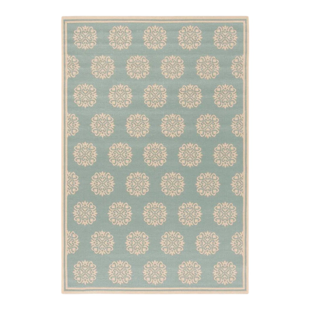 Shoreditch Indoor Outdoor Rug Aqua & Cream 5'3