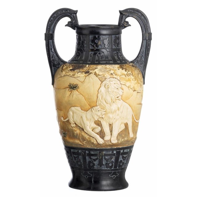 Baroque Antique Austrian Jars in Ceramic, 1863, Set of 2 For Sale - Image 3 of 6
