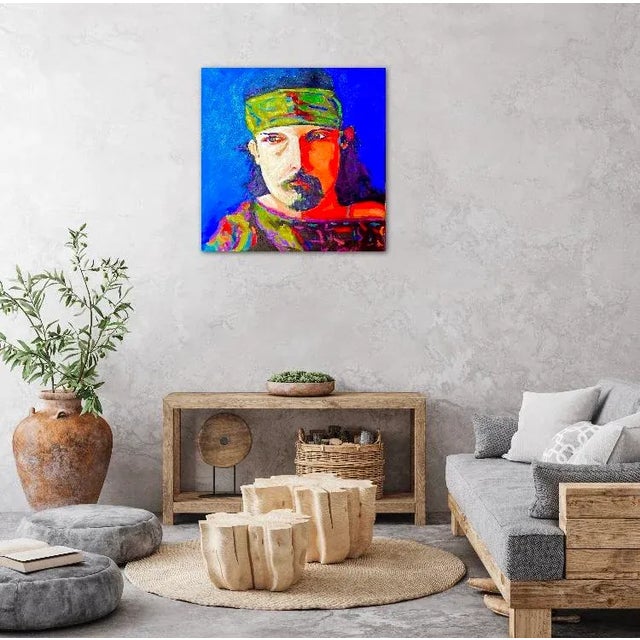 Textile Contemporary Original Pop Art Portrait Oil Painting by Lisa Haas For Sale - Image 7 of 12