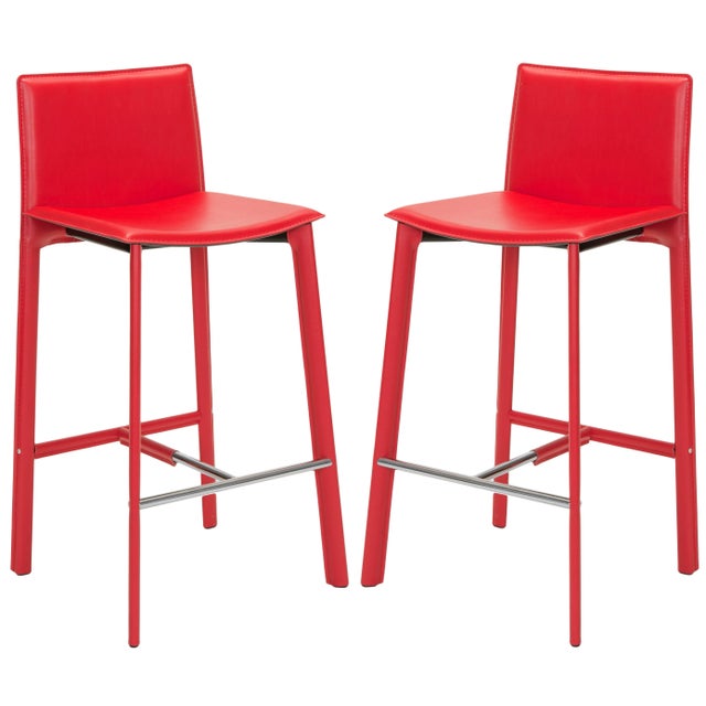Metal 28.5" H Barstool in Red & Chrome - a Pair For Sale - Image 7 of 7